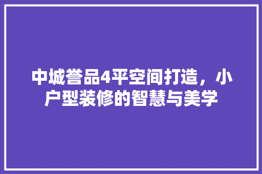 中城誉品4平空间打造，小户型装修的智慧与美学 中式风格装饰
