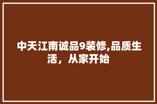 中天江南诚品9装修,品质生活，从家开始