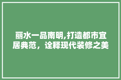丽水一品南明,打造都市宜居典范，诠释现代装修之美