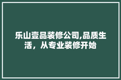 乐山壹品装修公司,品质生活，从专业装修开始