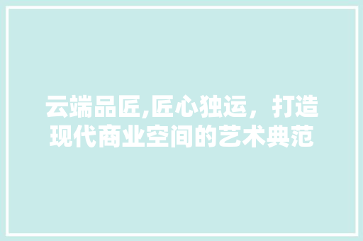 云端品匠,匠心独运，打造现代商业空间的艺术典范