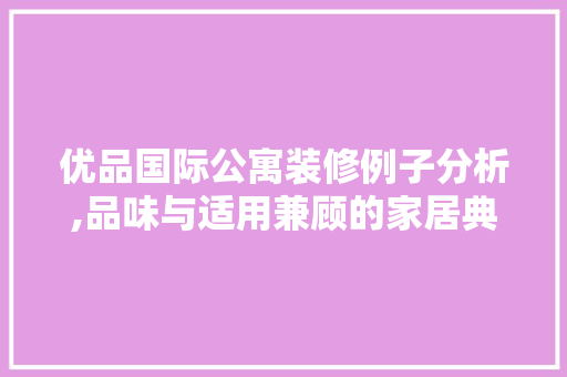 优品国际公寓装修例子分析,品味与适用兼顾的家居典范 软装设计