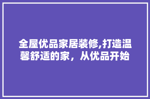 全屋优品家居装修,打造温馨舒适的家，从优品开始 现代风格装饰