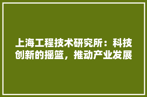 上海工程技术研究所：科技创新的摇篮，推动产业发展的重要引擎 软装设计