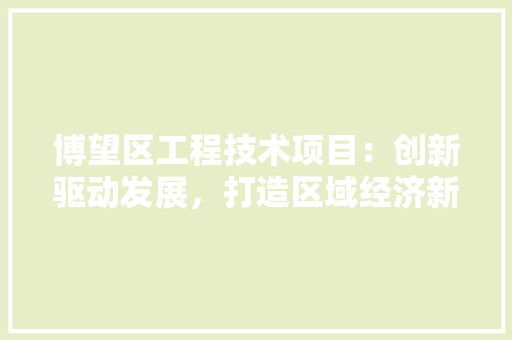 博望区工程技术项目：创新驱动发展，打造区域经济新引擎 家居装修