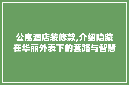 公寓酒店装修款,介绍隐藏在华丽外表下的套路与智慧 室内设计