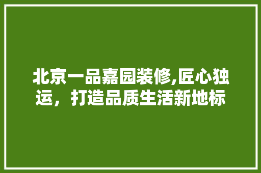 北京一品嘉园装修,匠心独运，打造品质生活新地标