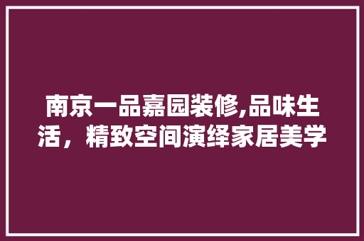 南京一品嘉园装修,品味生活，精致空间演绎家居美学