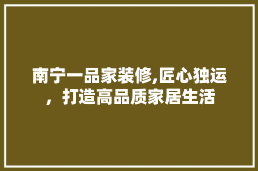 南宁一品家装修,匠心独运，打造高品质家居生活 室内设计