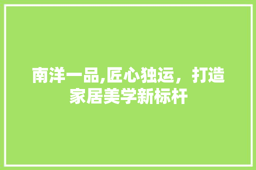 南洋一品,匠心独运，打造家居美学新标杆