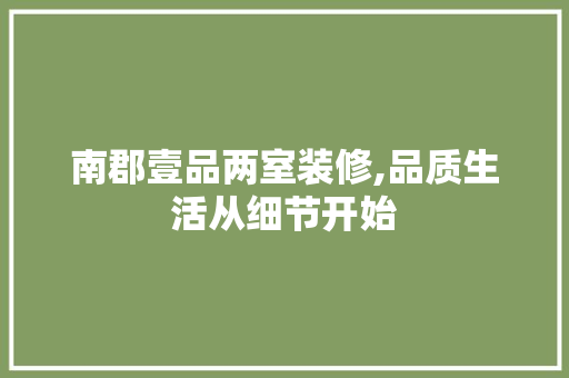 南郡壹品两室装修,品质生活从细节开始 家居装修