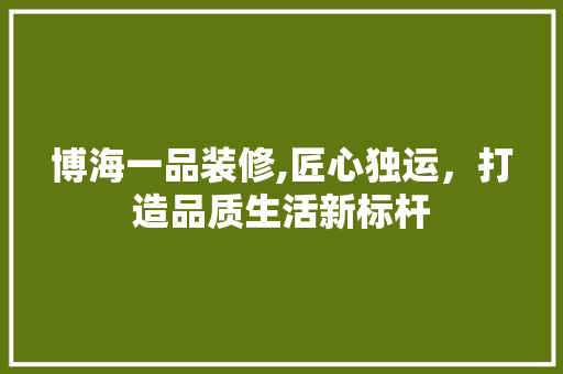 博海一品装修,匠心独运，打造品质生活新标杆 家居装修