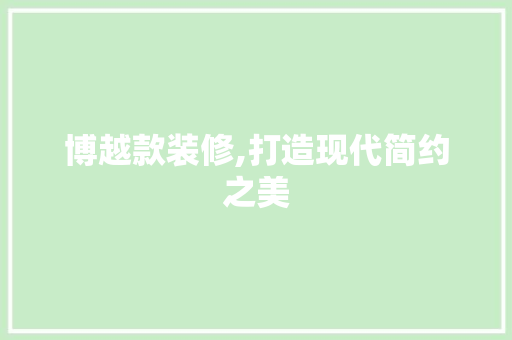博越款装修,打造现代简约之美 中式风格装饰