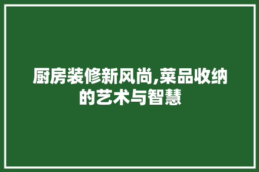 厨房装修新风尚,菜品收纳的艺术与智慧 软装设计