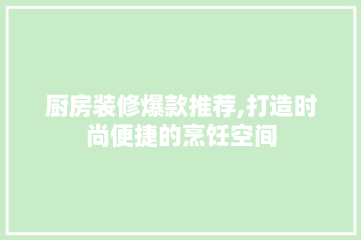 厨房装修爆款推荐,打造时尚便捷的烹饪空间 地板材料