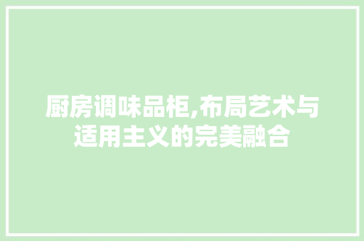 厨房调味品柜,布局艺术与适用主义的完美融合 软装设计