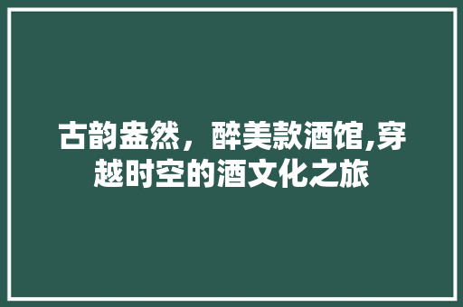 古韵盎然，醉美款酒馆,穿越时空的酒文化之旅