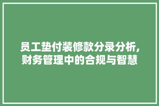 员工垫付装修款分录分析,财务管理中的合规与智慧 木雕艺术