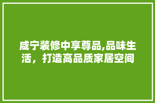 咸宁装修中享尊品,品味生活，打造高品质家居空间