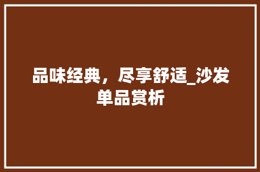 品味经典，尽享舒适_沙发单品赏析 家居装修