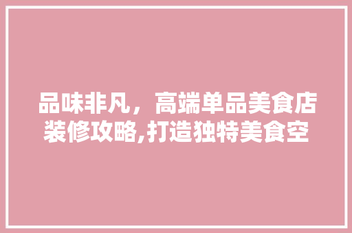 品味非凡，高端单品美食店装修攻略,打造独特美食空间的艺术之旅