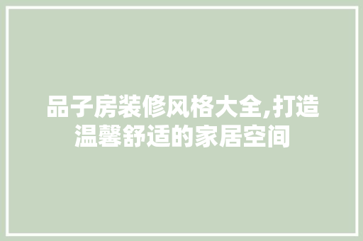 品子房装修风格大全,打造温馨舒适的家居空间 现代风格装饰