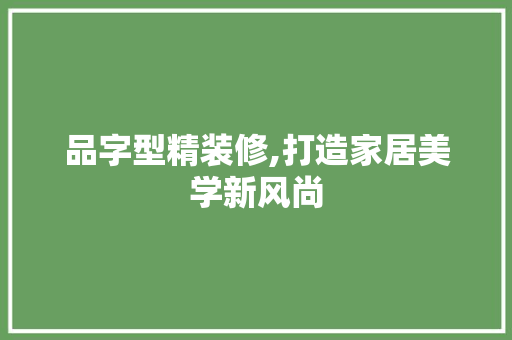 品字型精装修,打造家居美学新风尚 家居装修