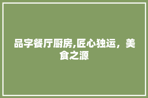 品字餐厅厨房,匠心独运，美食之源 卧室装修