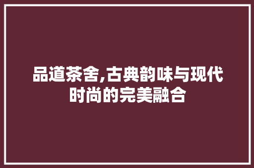 品道茶舍,古典韵味与现代时尚的完美融合