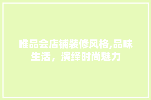 唯品会店铺装修风格,品味生活，演绎时尚魅力 软装设计