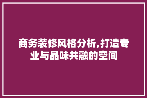 商务装修风格分析,打造专业与品味共融的空间 软装设计