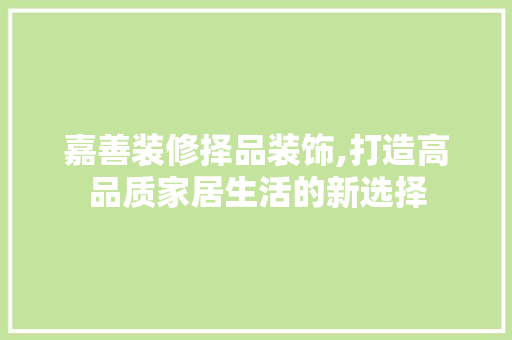 嘉善装修择品装饰,打造高品质家居生活的新选择 现代风格装饰