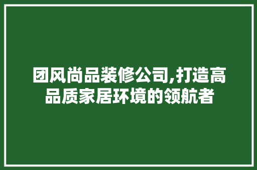 团风尚品装修公司,打造高品质家居环境的领航者