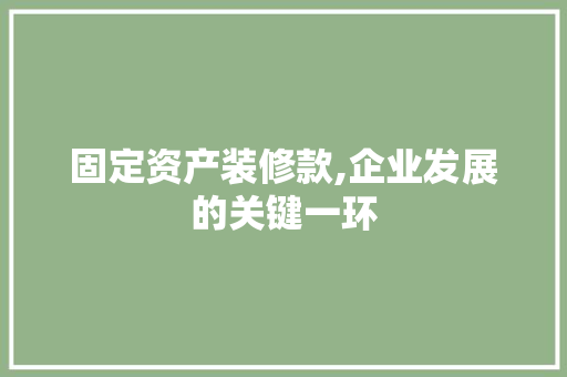 固定资产装修款,企业发展的关键一环 室内设计