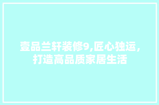 壹品兰轩装修9,匠心独运，打造高品质家居生活 软装设计