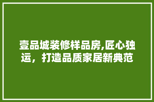 壹品城装修样品房,匠心独运，打造品质家居新典范 现代风格装饰