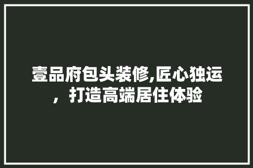 壹品府包头装修,匠心独运，打造高端居住体验