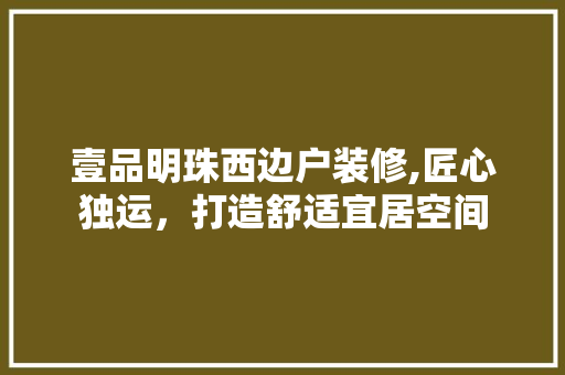 壹品明珠西边户装修,匠心独运，打造舒适宜居空间