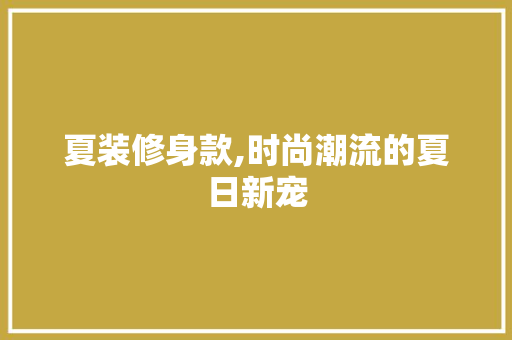 夏装修身款,时尚潮流的夏日新宠