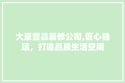 大豪壹品装修公司,匠心独运，打造品质生活空间