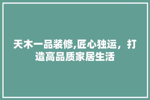 天木一品装修,匠心独运，打造高品质家居生活 现代风格装饰