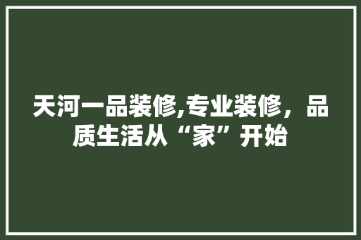 天河一品装修,专业装修，品质生活从“家”开始