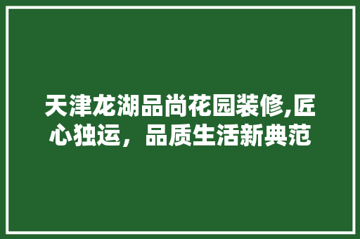 天津龙湖品尚花园装修,匠心独运，品质生活新典范