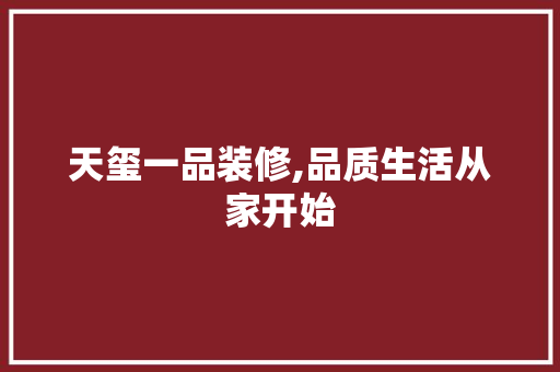 天玺一品装修,品质生活从家开始