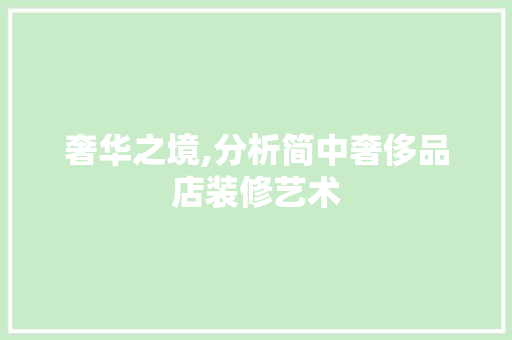 奢华之境,分析简中奢侈品店装修艺术 现代风格装饰