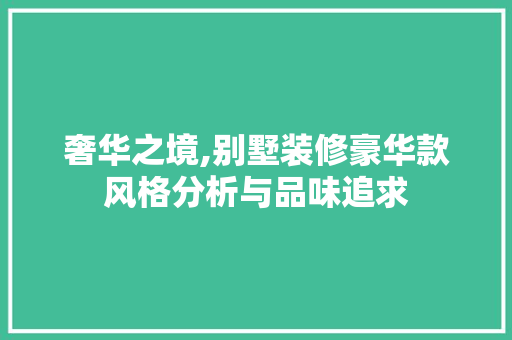 奢华之境,别墅装修豪华款风格分析与品味追求 木雕艺术