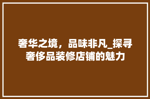 奢华之境，品味非凡_探寻奢侈品装修店铺的魅力 木雕艺术