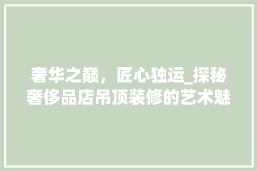 奢华之巅，匠心独运_探秘奢侈品店吊顶装修的艺术魅力 地板材料