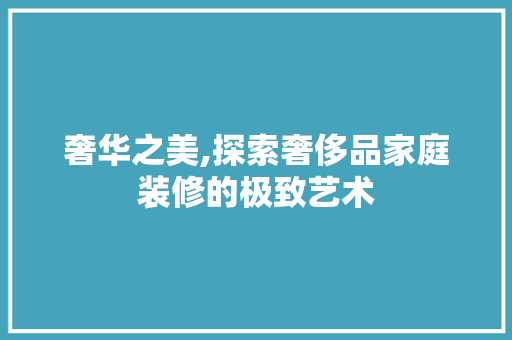 奢华之美,探索奢侈品家庭装修的极致艺术 现代风格装饰