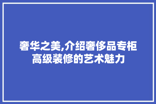 奢华之美,介绍奢侈品专柜高级装修的艺术魅力 室内设计
